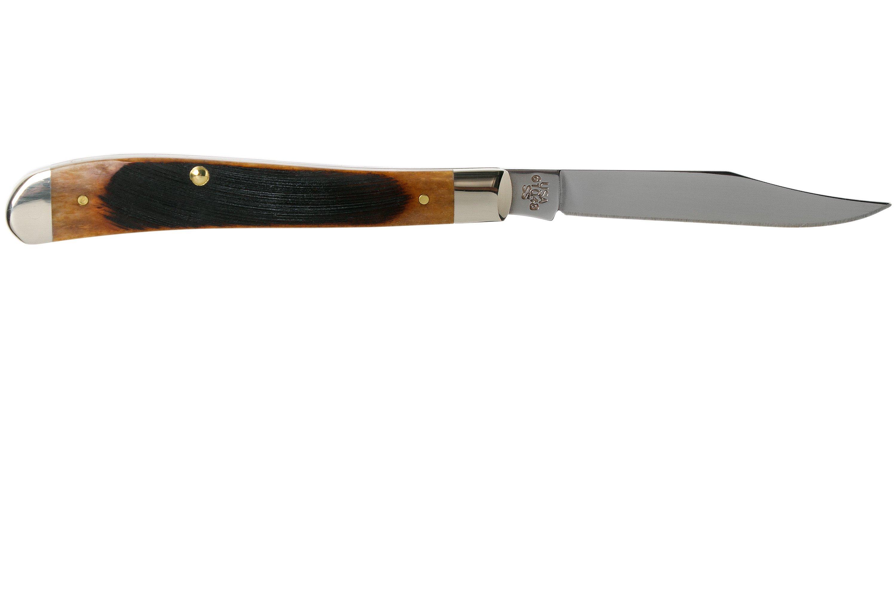 Case Slimline Trapper Dark Molasses Bone Sawcut 83146 61048 SS Pocket Knife Advantageously