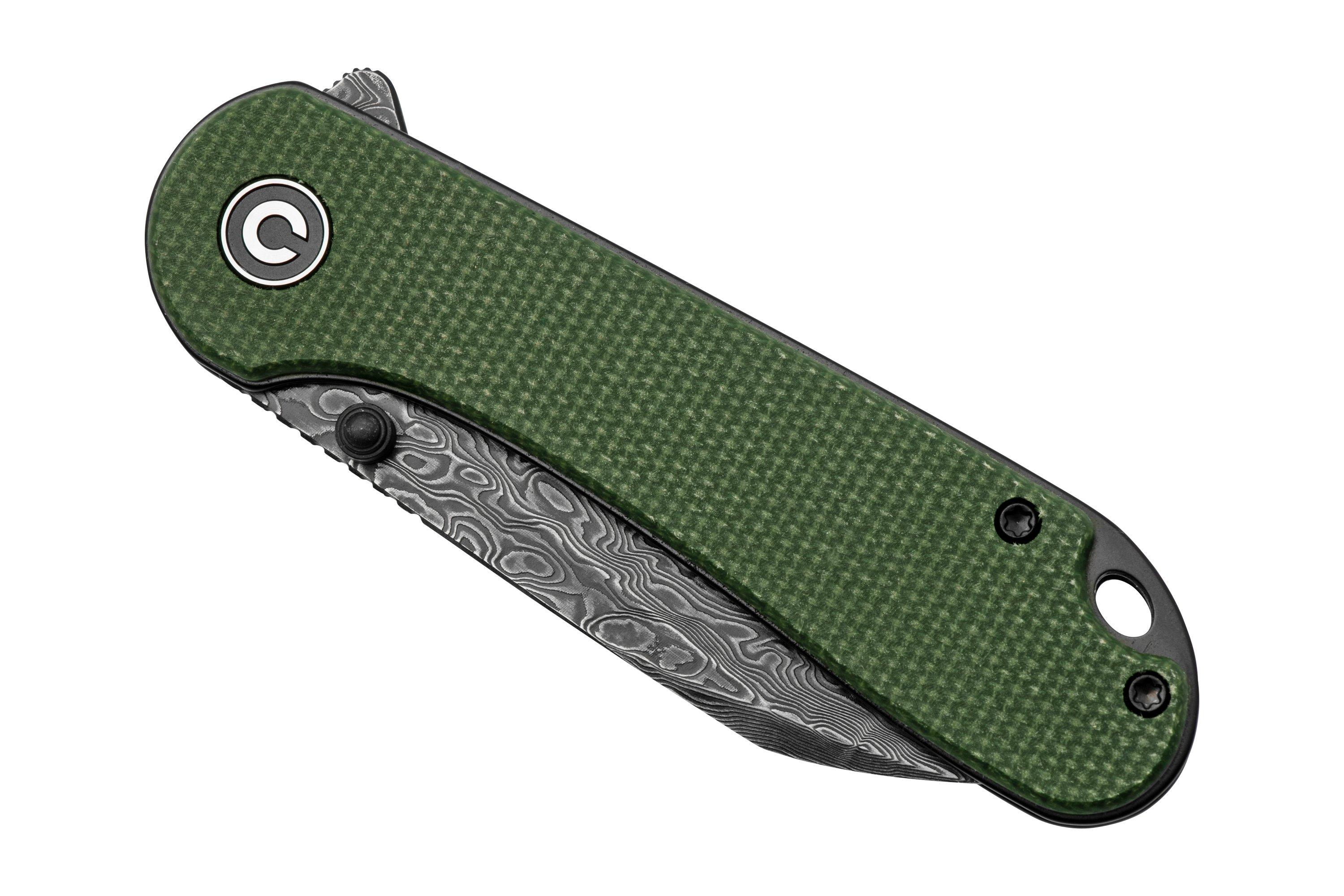 Nóż składany Civivi Elementum C18062AF-DS1 Green Micarta, Damascus