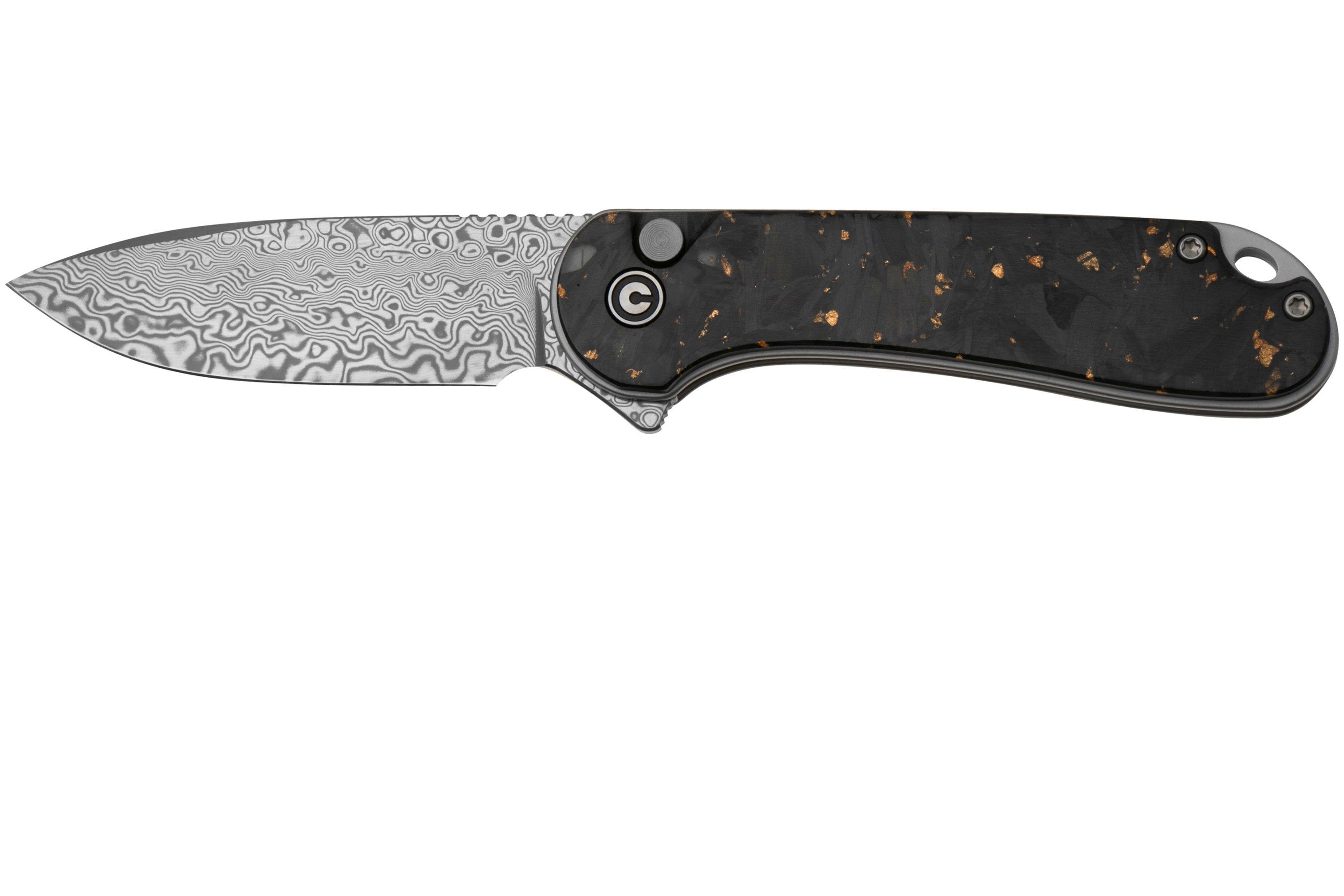 希少未剥がし　セル　ダブルプリズム CIVIVI Elementum II Button Lock C18062P-10 Damascus, Carbon Fiber