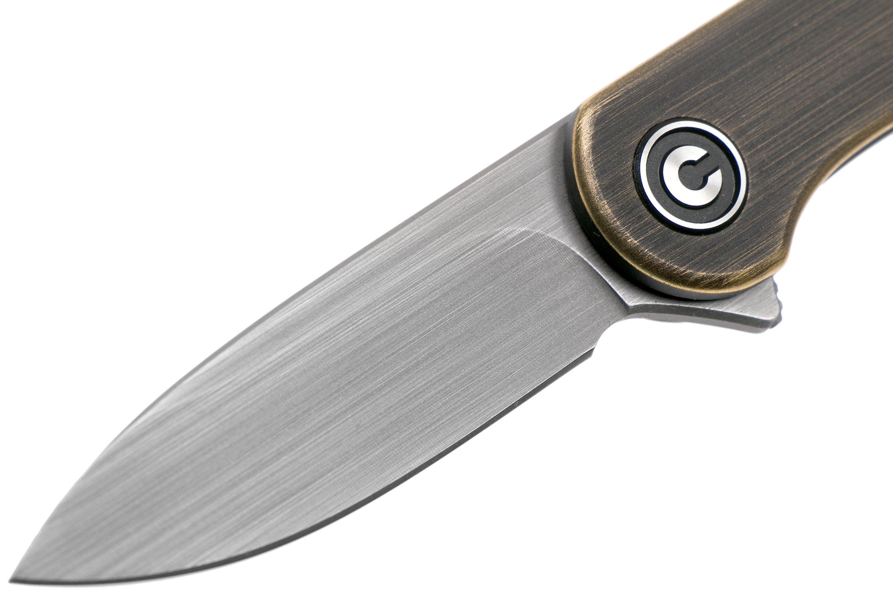  CIVIVI Mini Elementum Flipper Pocket Knife, Small folding Knife  with 1.83 14C28N Blade, Brass and Stainless Steel Handle C18062Q-1 : Tools  & Home Improvement