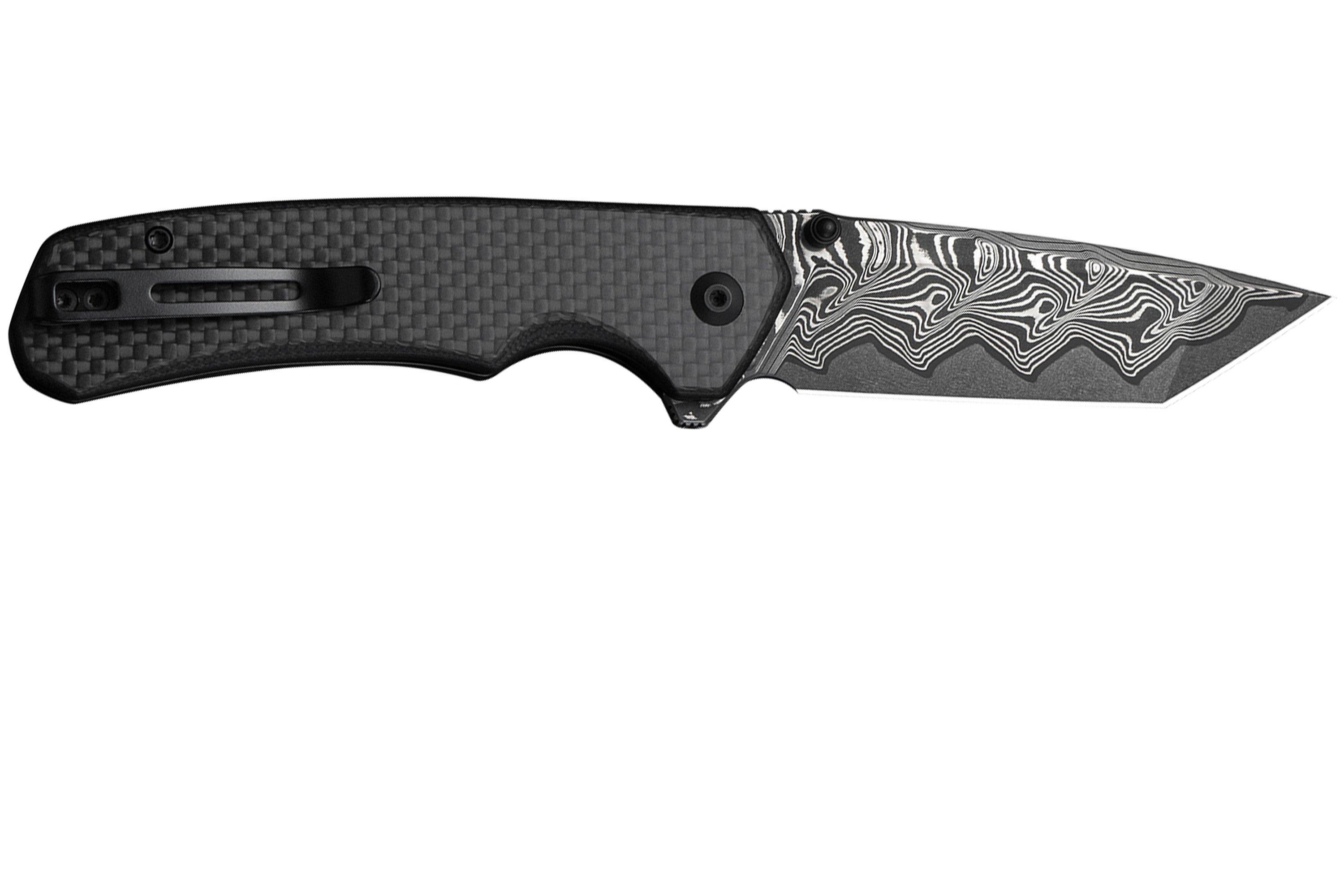 Civivi Brazen Button Lock C19059C-DS1 Damascus, G10 Carbonfiber Overlay ...