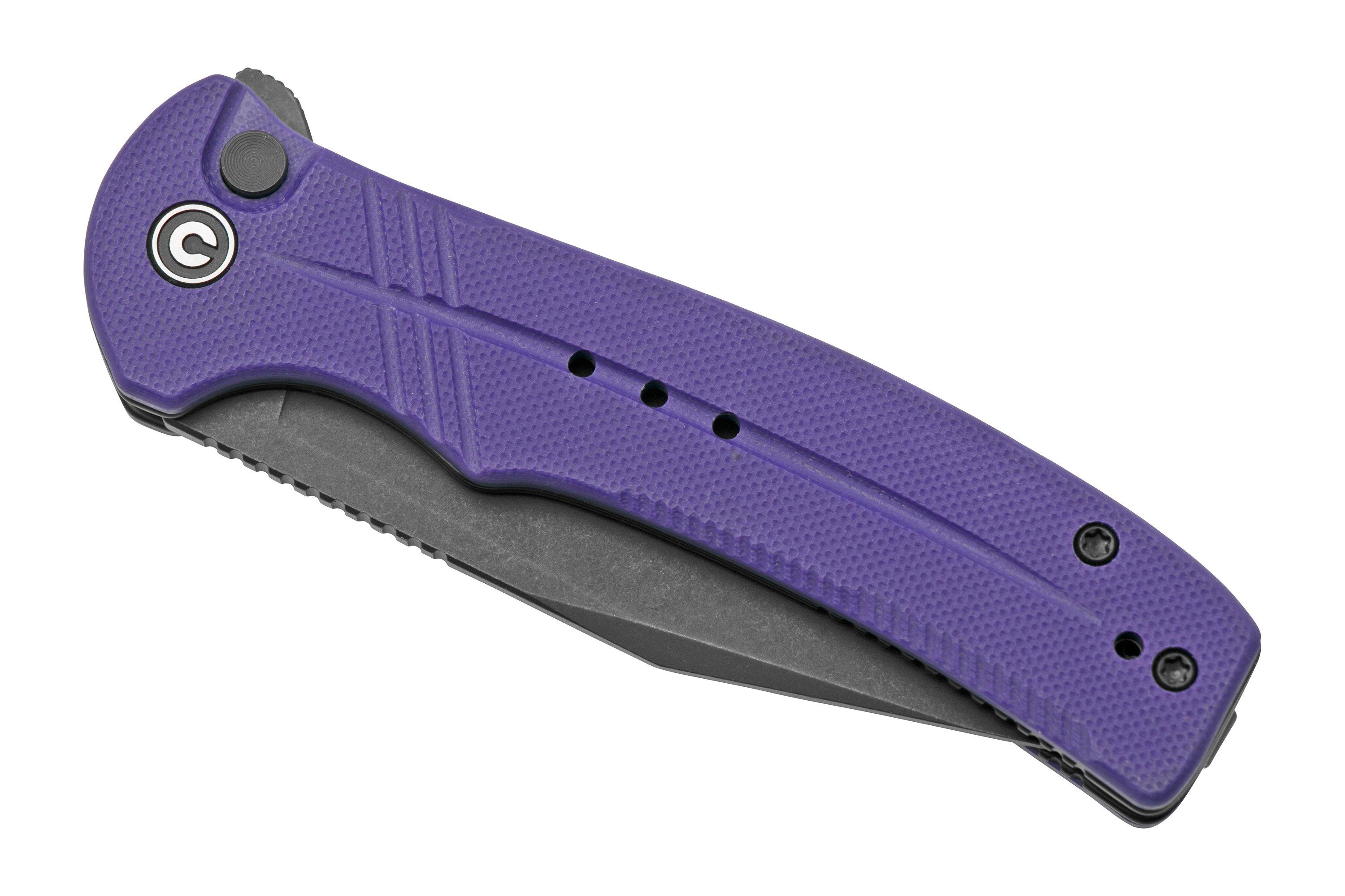 Civivi Cogent C20038D-2 Blackwashed Plain Edge, Purple G10 pocket
