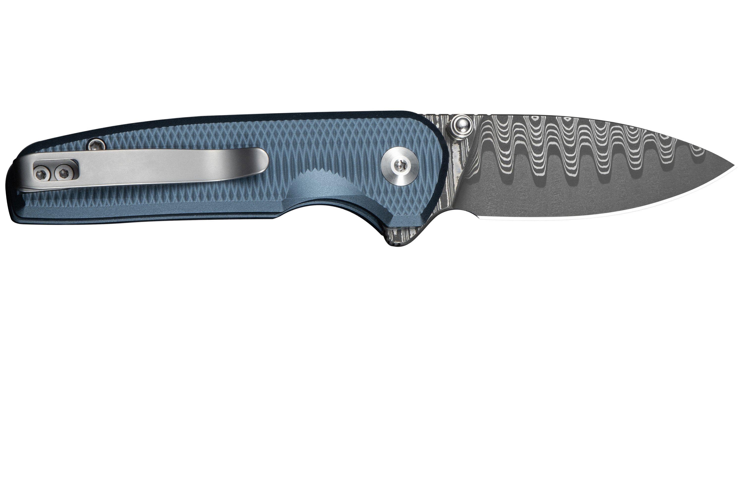 Civivi Mini Shakan C20052F-DS1, Damascus, Blue Aluminium, navalha ...