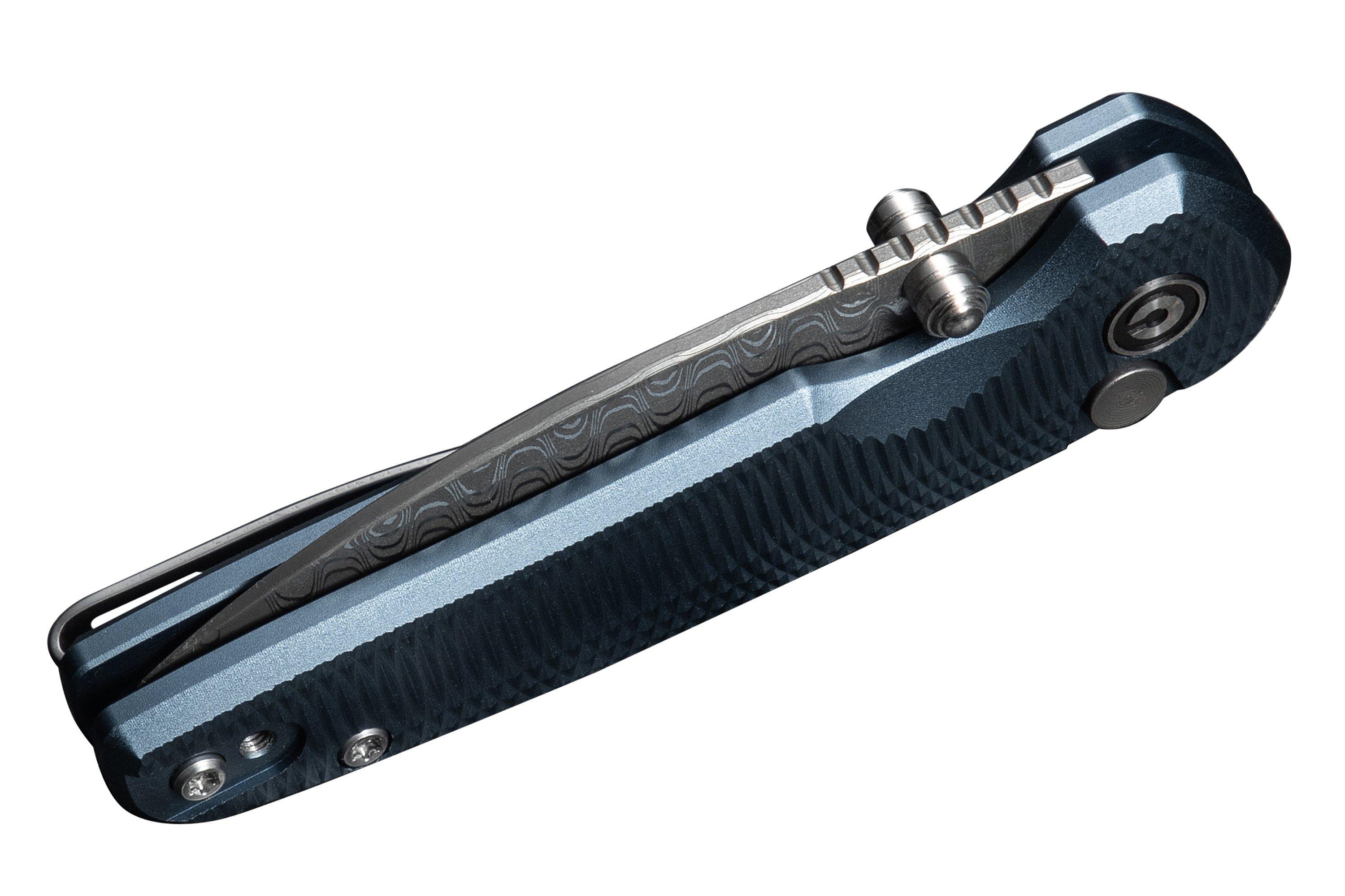 Civivi Mini Shakan C20052F-DS1, Damascus, Blue Aluminium, Taschenmesser ...