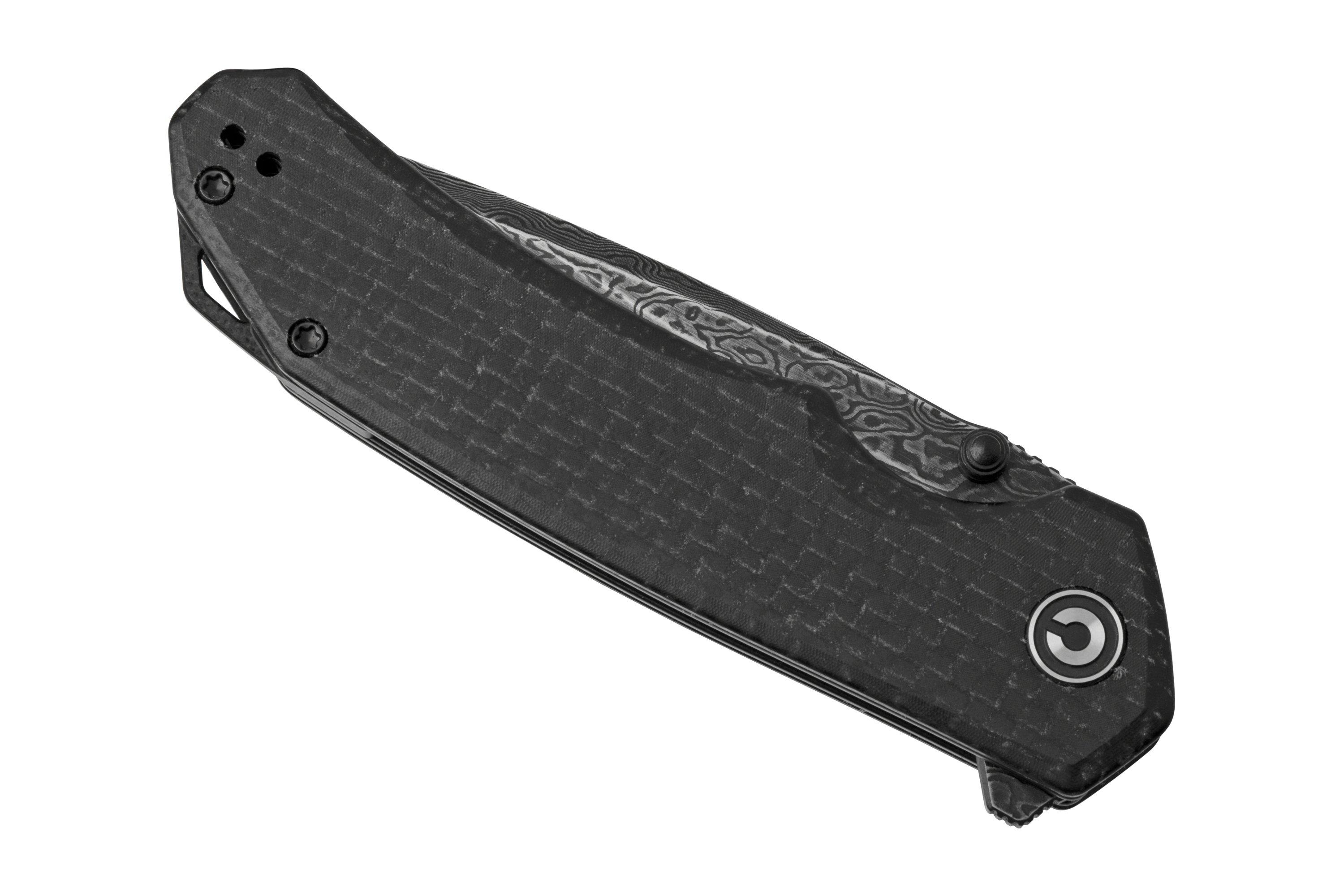 Civivi Brazen C2023DS1 Damascus Droppoint, Black Coarse Micarta pocket