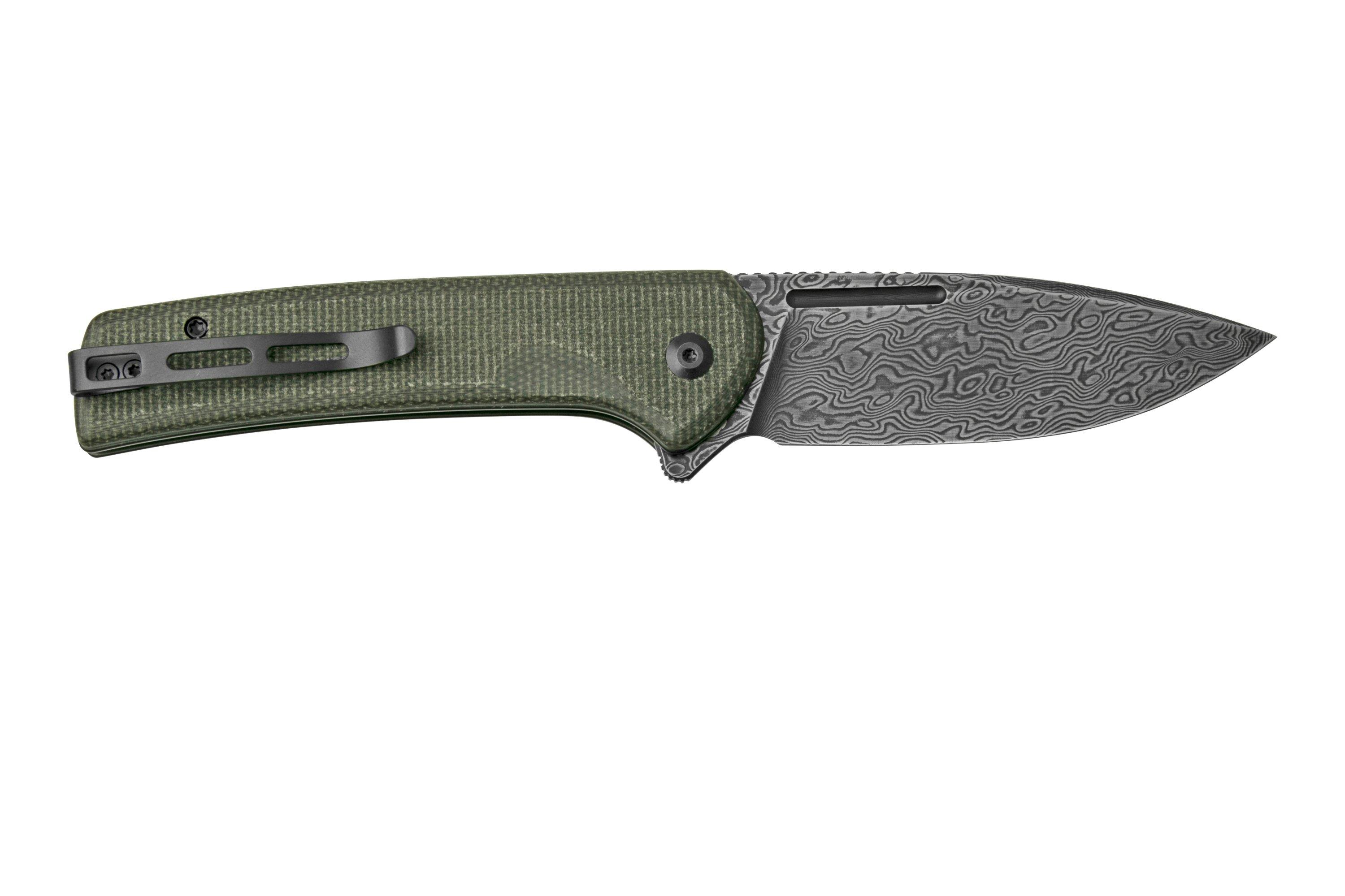 Civivi Conspirator C21006DS1 Green Micarta, Damascus pocket knife