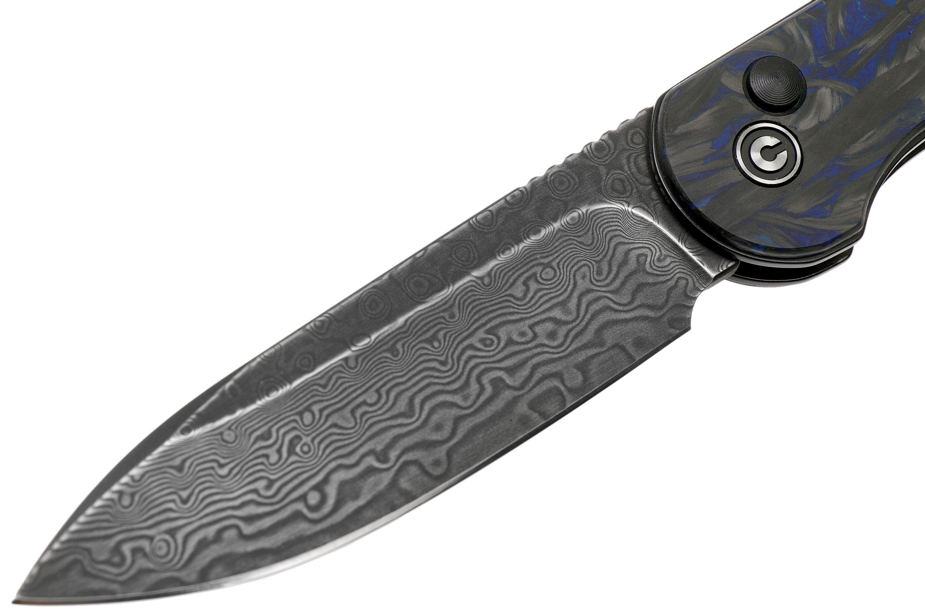 Civivi Elementum Button Lock C2103DS1 Damascus, Blue Carbon fibre