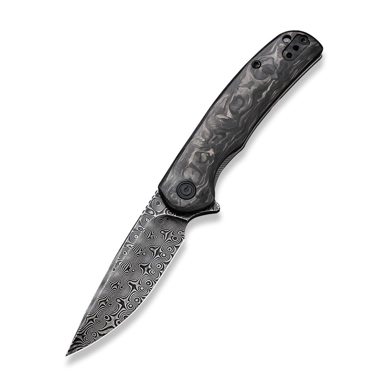 Civivi NOx C2110DS-1 Damascus, Marble Carbon fibre pocket knife ...