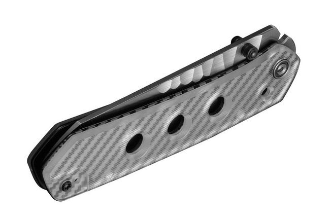 Afbeelding voor Civivi Vision FG C22036-8, Rock Grind Pattern Satin Nitro-V, Polished Clear Lexan zakmes, Snecx Tan design