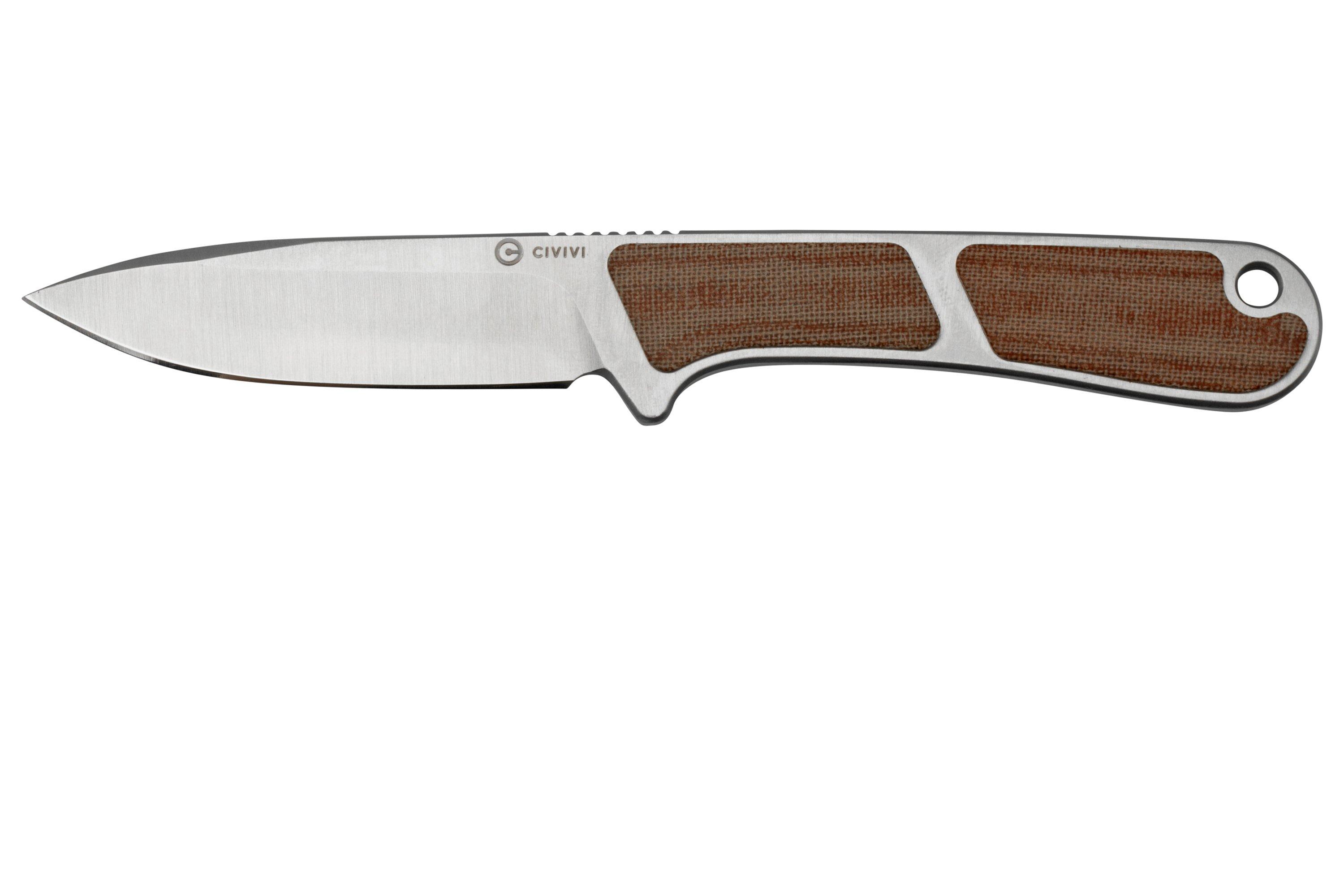 Civivi Mini Elementum Fixed Blade C230102 Brown Linen Micarta, Satin