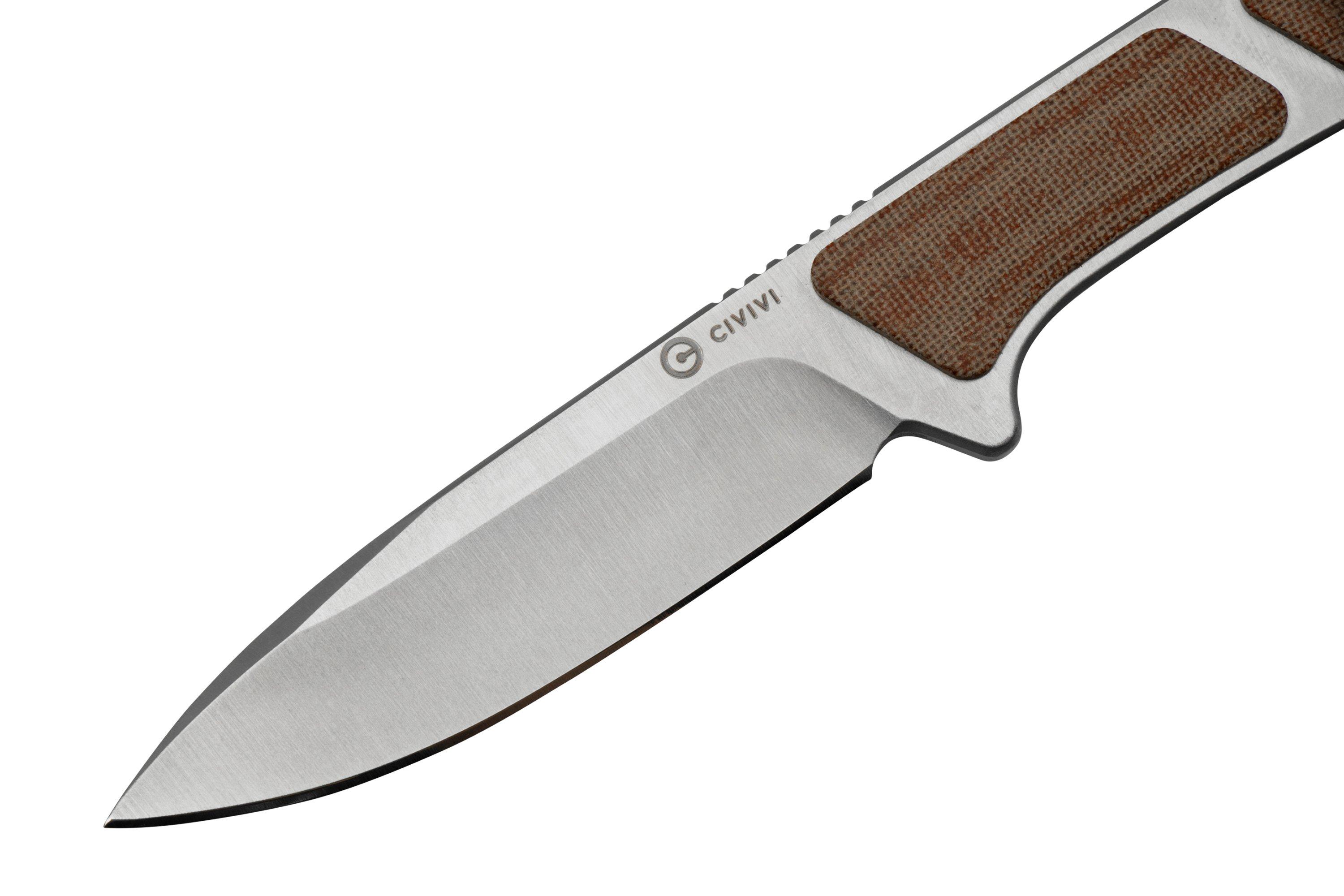 Civivi Mini Elementum Fixed Blade C230102 Brown Linen Micarta, Satin