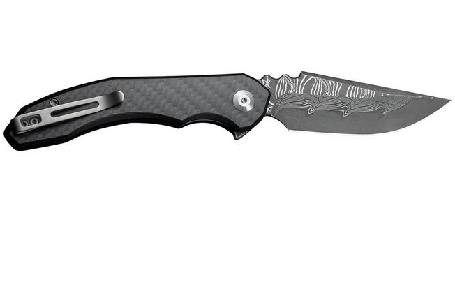 Image for Civivi Bluetick C23050-DS2 Damascus, Carbon Fiber Overlay Black G10, Nested Liner Lock, pocket knife, Bryan Montalvo design