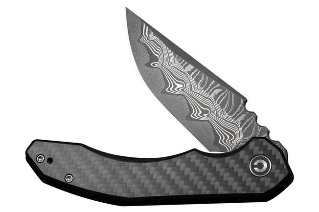Image for Civivi Bluetick C23050-DS2 Damascus, Carbon Fiber Overlay Black G10, Nested Liner Lock, pocket knife, Bryan Montalvo design