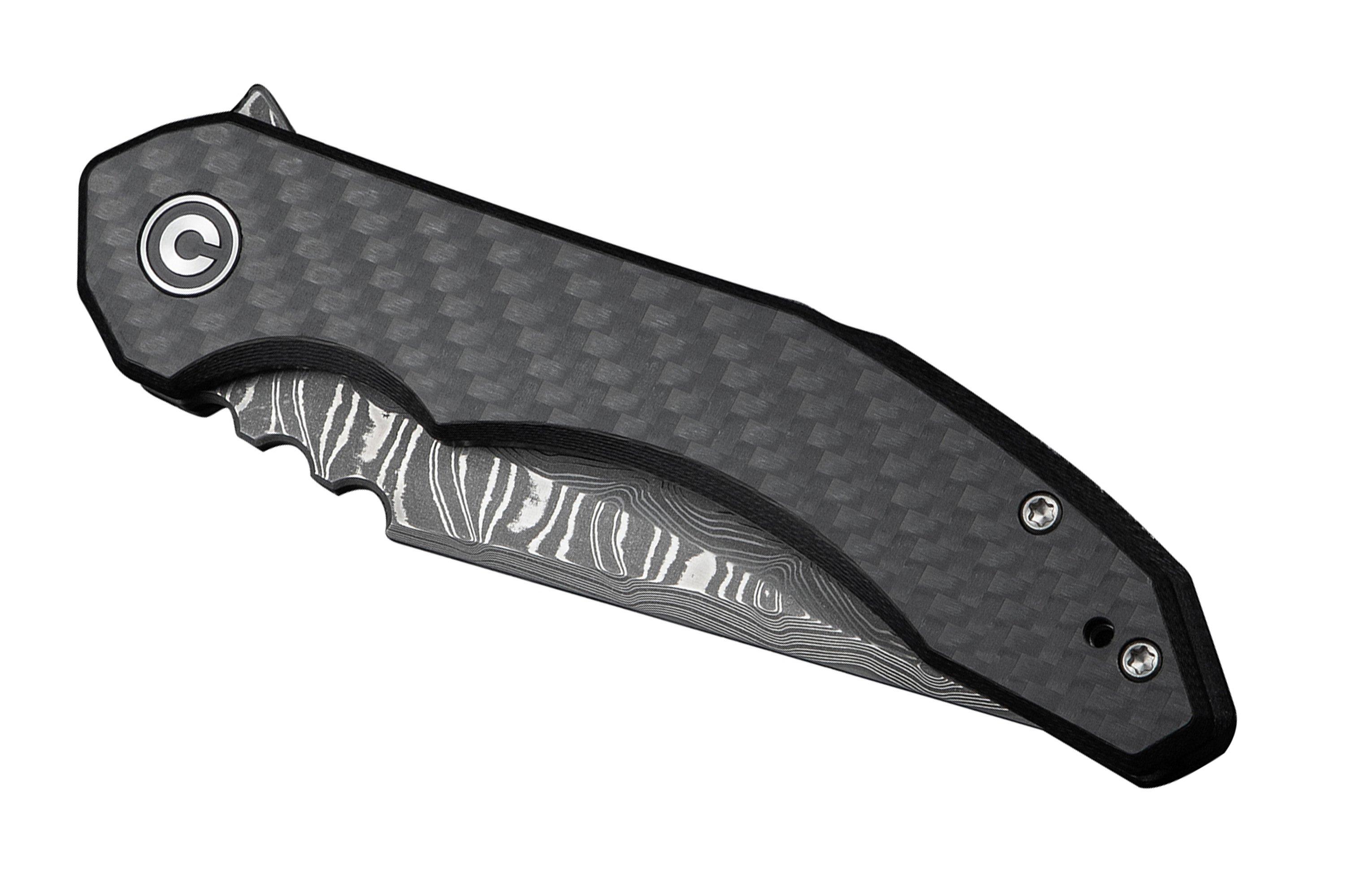 Civivi Bluetick C23050-DS2 Damascus, Carbon Fiber Overlay Black G10 ...
