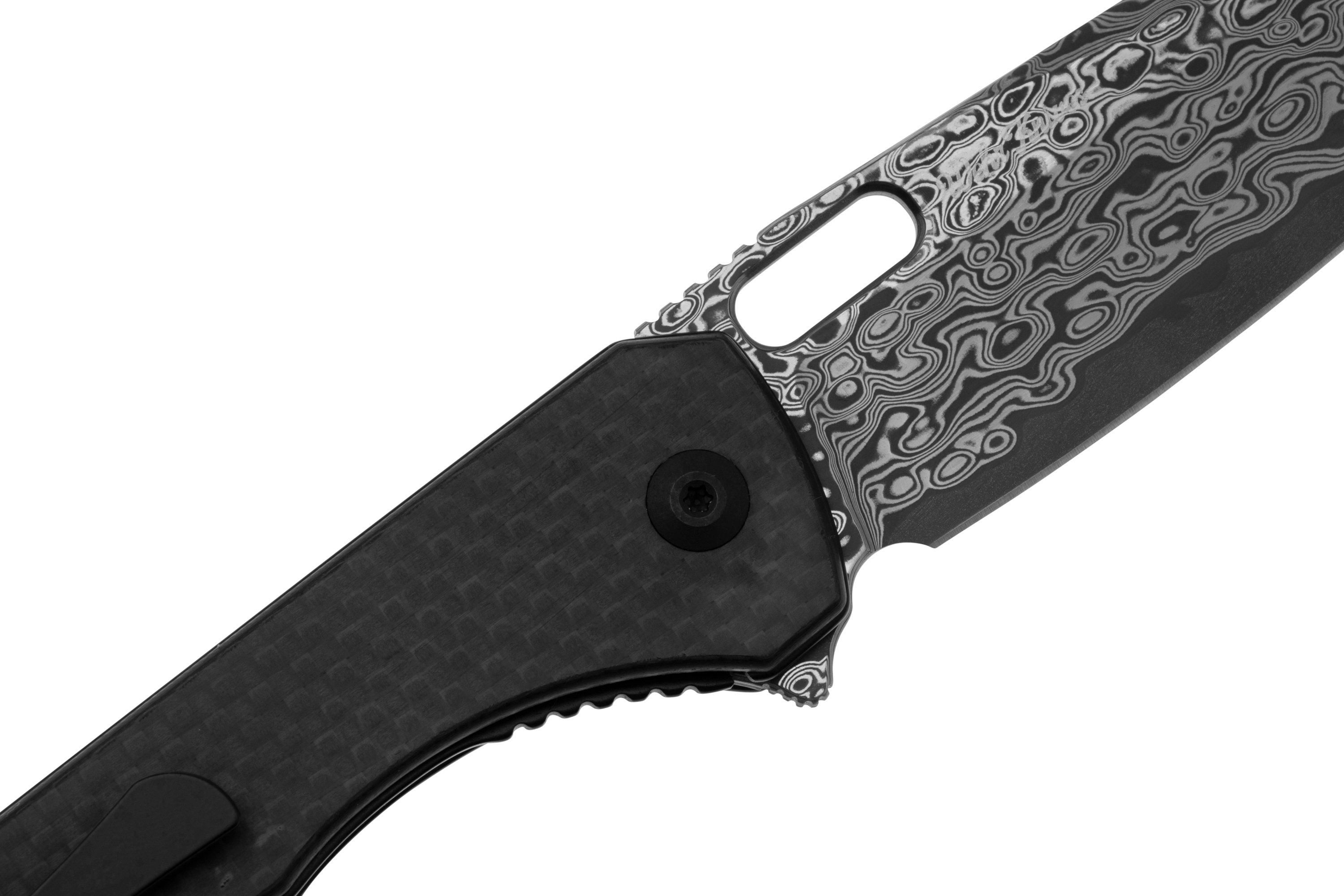 Civivi Nugz C23060-DS1 Damascus, Twill Carbon Fiber Overlay, Black G10 ...