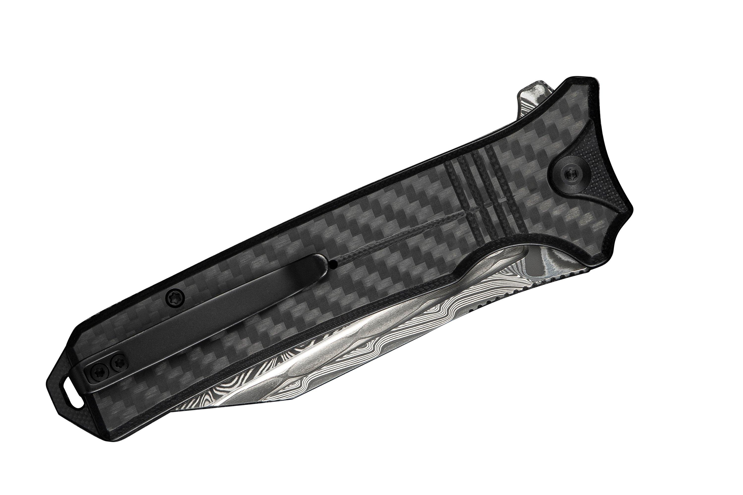 Civivi Neurohaptic C23080-DS1 Damascus, Carbon Fiber Overlay G10 ...