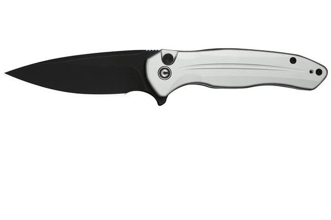 Image for Civivi Button Lock Kitefin C24091-2 Blackwashed 14C28N, Silver Aluminium, pocket knife