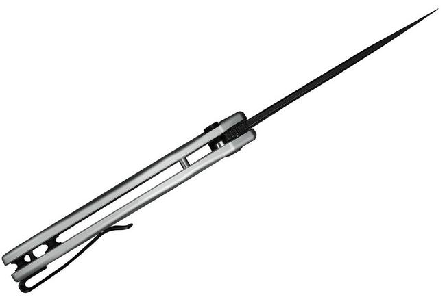 Image for Civivi Button Lock Kitefin C24091-2 Blackwashed 14C28N, Silver Aluminium, pocket knife