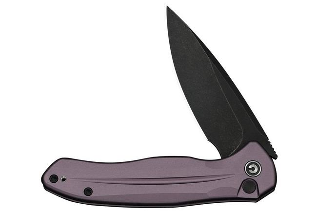 Afbeelding voor Civivi Button Lock Kitefin C24091-3 Blackwashed 14C28N, Purple Aluminium, zakmes