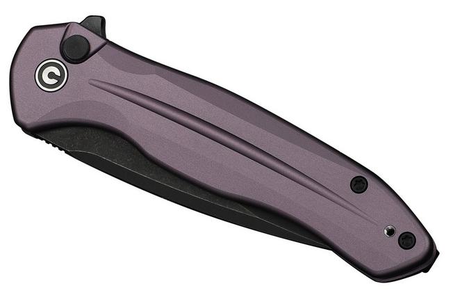 Afbeelding voor Civivi Button Lock Kitefin C24091-3 Blackwashed 14C28N, Purple Aluminium, zakmes