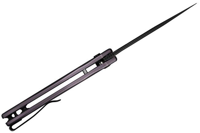 Afbeelding voor Civivi Button Lock Kitefin C24091-3 Blackwashed 14C28N, Purple Aluminium, zakmes