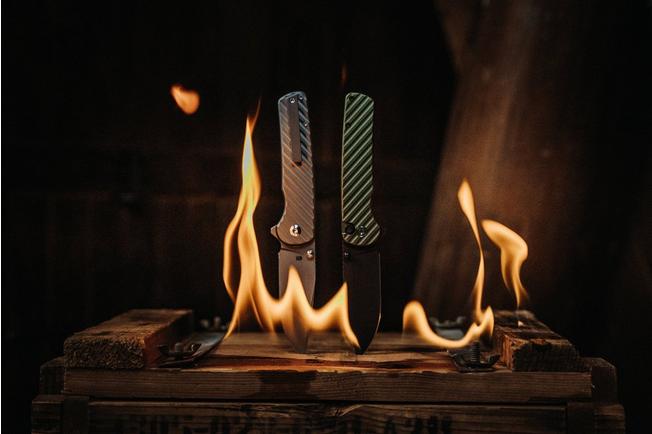 Image for Civivi Iron Tide C25011-2, Blackwashed 14C28N, Forest Green Aluminum pocket knife, Pete's Pirate Life design