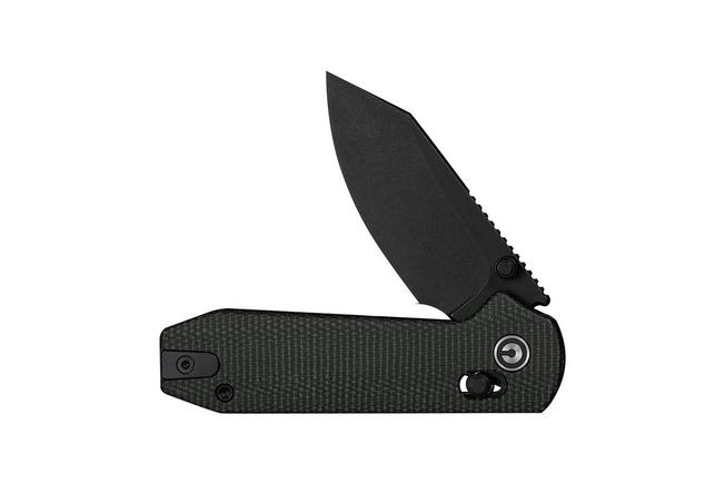 Afbeelding voor Civivi Lil Yonder C25025B-2, Blackwashed 14C28N, Dark Green Canvas Micarta zakmes, Zac Whitmore design