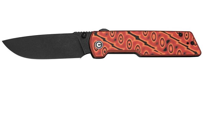 Imagem para Civivi Zygon C25035-2, Blackwashed Nitro-V, Orange/Black Vortex Micarta navalha