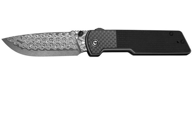 Image for Civivi Zygon C25035B-DS1, Damascus, Gray G10, Carbon Fiber Overlay pocket knife