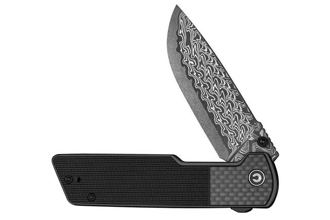 Image for Civivi Zygon C25035B-DS1, Damascus, Gray G10, Carbon Fiber Overlay pocket knife
