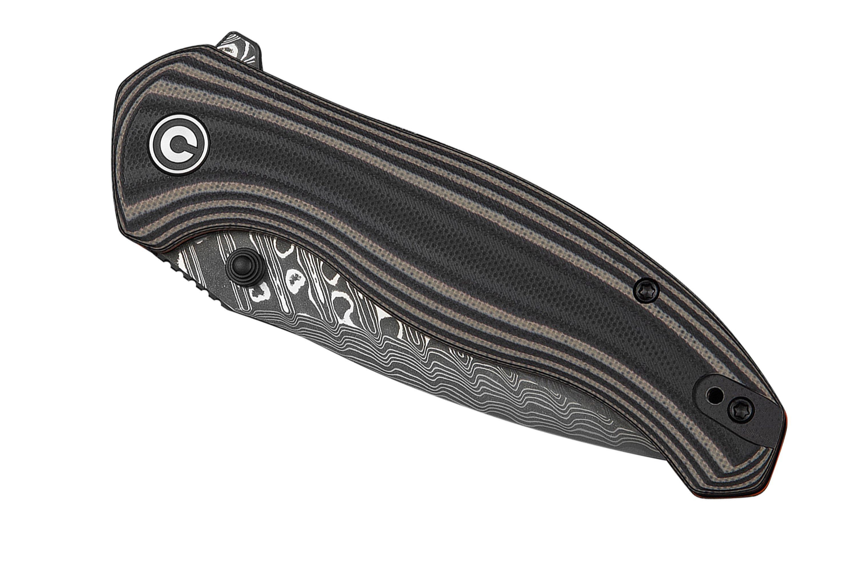 Civivi Vyrent C25037B-DS1, Damascus, Black Tan Orange G10 pocket