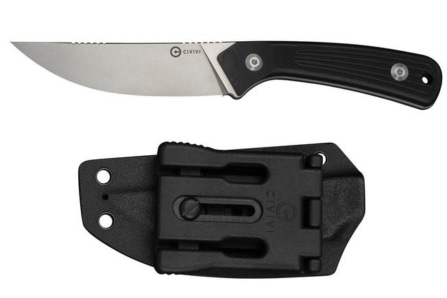 Image for Civivi Carveth C25040-1, Stonewashed AEB-L, Black G10, hunting knife