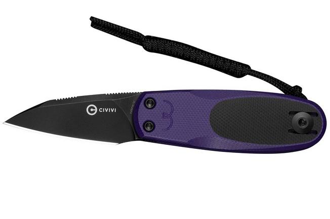 Imagem para Civivi Purr C25054-3, Blackwashed Nitro-V, Purple/Black G10 navalha, Ostap Hel design