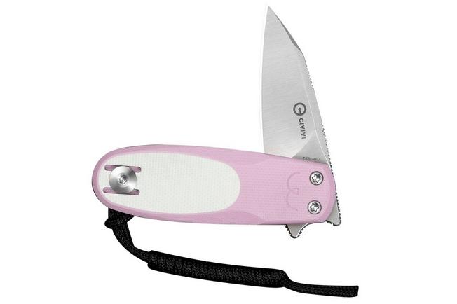 Afbeelding voor Civivi Purr C25054-4, Satin Nitro-V, Powder Pink/White G10 zakmes, Ostap Hel design