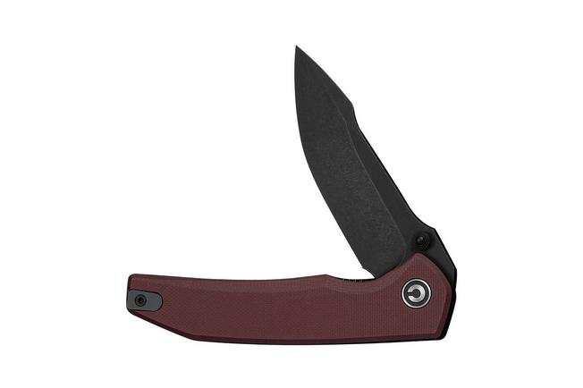 Afbeelding voor Civivi Ryson-E C25097-1, Blackwashed 14C28N, Burgundy G10 zakmes, Raven The Pirate design