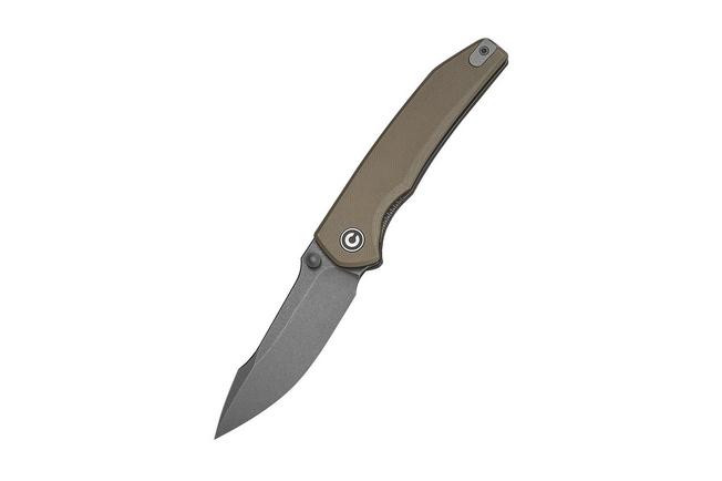 Afbeelding voor Civivi Ryson-E C25097-2, Grey Stonewashed 14C28N, Tan G10 zakmes, Raven The Pirate design