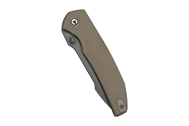 Afbeelding voor Civivi Ryson-E C25097-2, Grey Stonewashed 14C28N, Tan G10 zakmes, Raven The Pirate design