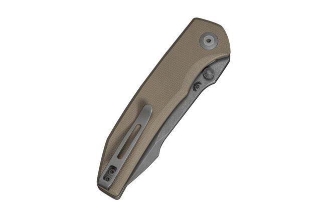 Afbeelding voor Civivi Ryson-E C25097-2, Grey Stonewashed 14C28N, Tan G10 zakmes, Raven The Pirate design