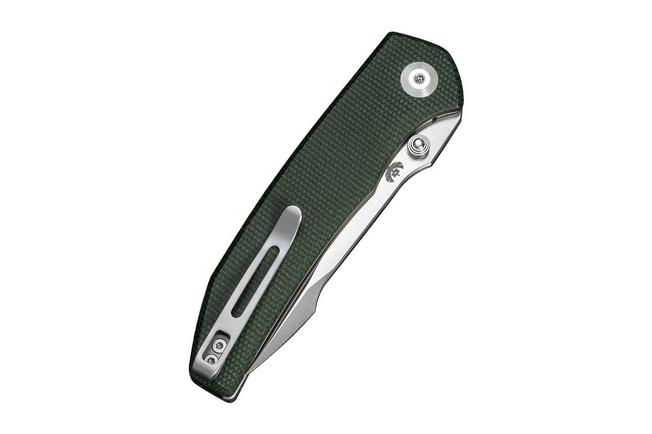 Afbeelding voor Civivi Ryson-E C25097-3, Satin 14C28N, Green Canvas Micarta zakmes, Raven The Pirate design
