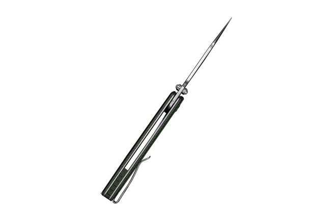 Afbeelding voor Civivi Ryson-E C25097-3, Satin 14C28N, Green Canvas Micarta zakmes, Raven The Pirate design