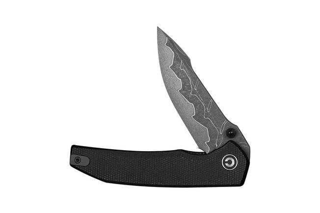 Afbeelding voor Civivi Ryson-E C25097-DS1, Damascus, Black Canvas Micarta zakmes, Raven The Pirate design