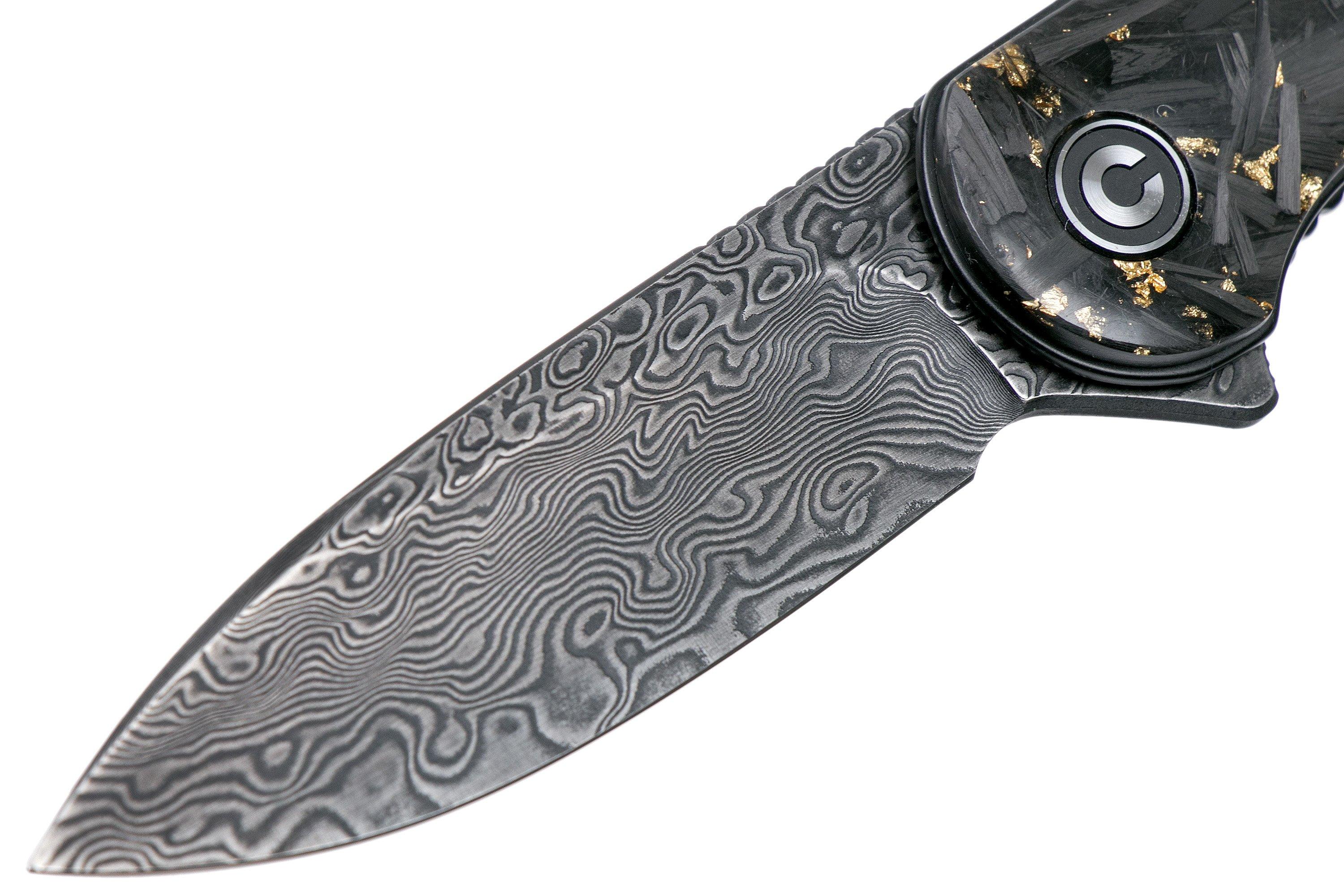 Civivi Elementum C907C-DS1 Damascus, Shredded Gold Carbon