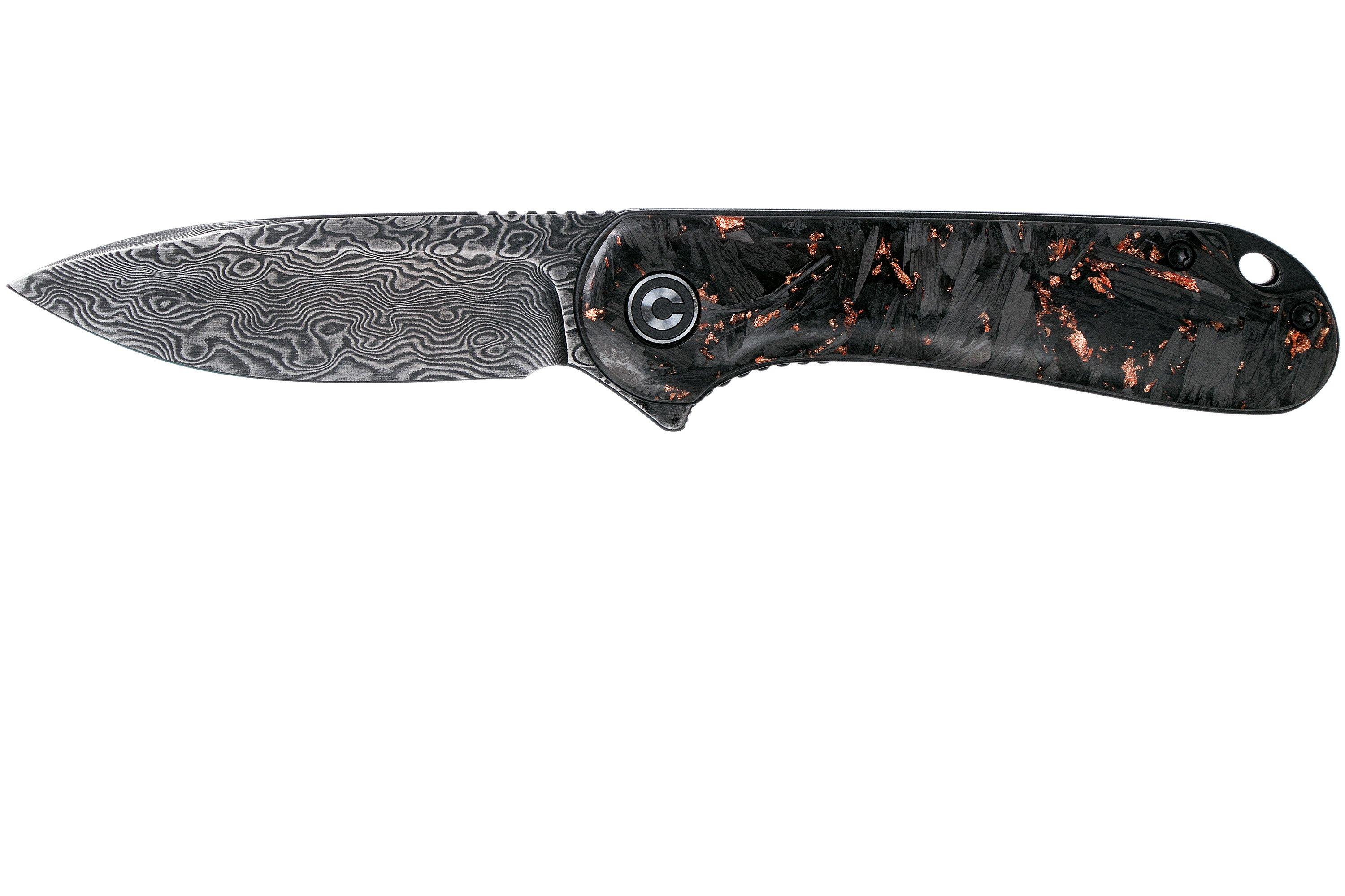 Civivi Elementum C907CDS3 Damascus, Shredded Copper Carbon fibre