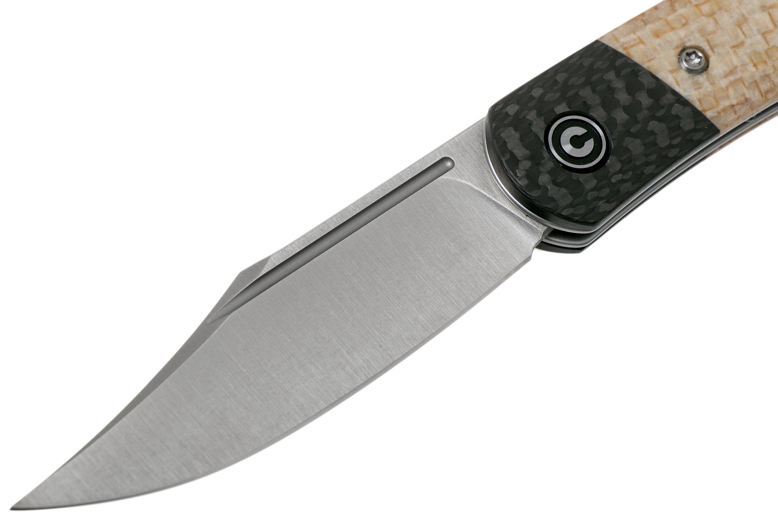 Civivi Rustic Gent C914C Carbon fibre & Tan Micarta gentleman's knife ...