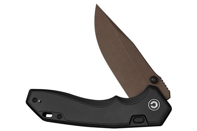 Afbeelding voor Civivi Elite Brova CE25093-2, Dark Brown Stonewashed CPM S35VN, Black Aluminum zakmes