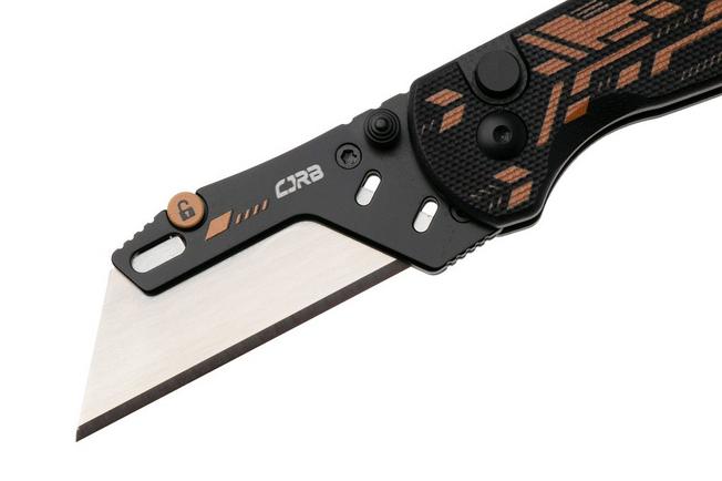 Afbeelding voor CJRB Boxer J1967-BBK Black Blade Holder, Black Orange G10, zakmes