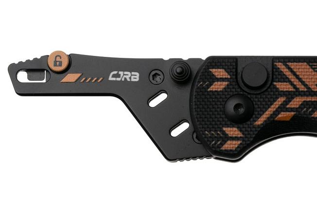 Afbeelding voor CJRB Boxer J1967-BBK Black Blade Holder, Black Orange G10, zakmes