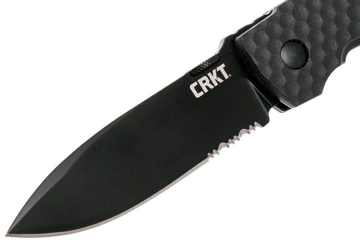 CRKT Aux Folder 1221K Black Serrated pocket knife, Lucas Burnley design