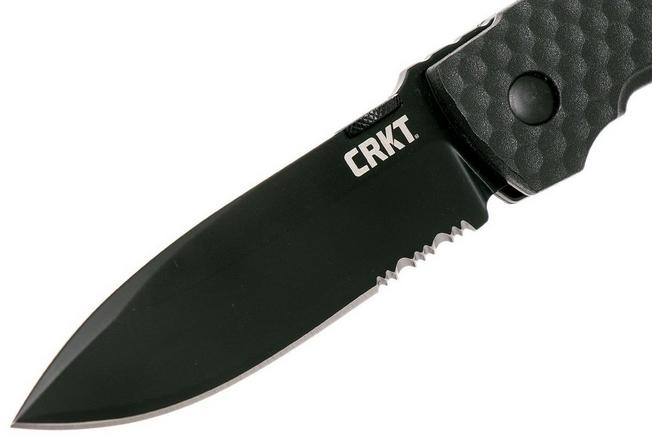 Image for CRKT Aux Folder 1221K Black Serrated pocket knife, Lucas Burnley design