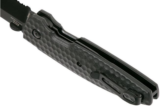 Image for CRKT Aux Folder 1221K Black Serrated pocket knife, Lucas Burnley design